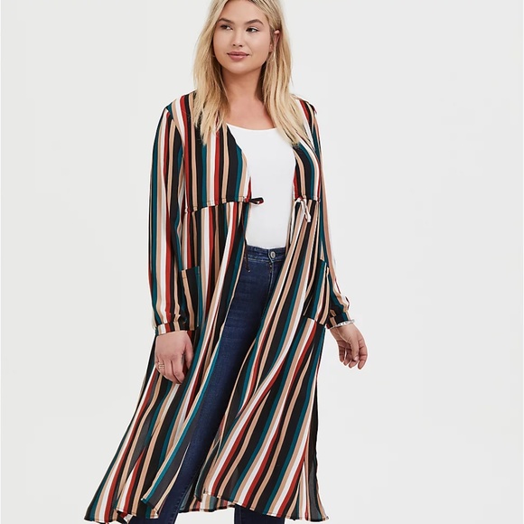 ❤Torrid Striped Chiffon Georgette Kimono, Size 0 - NWT! - Picture 1 of 5